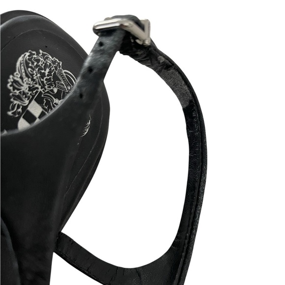 Vince Camuto Black Leather Square Toe Thong Kitten Heel Slingback Sandals 8.5 - Picture 9 of 10